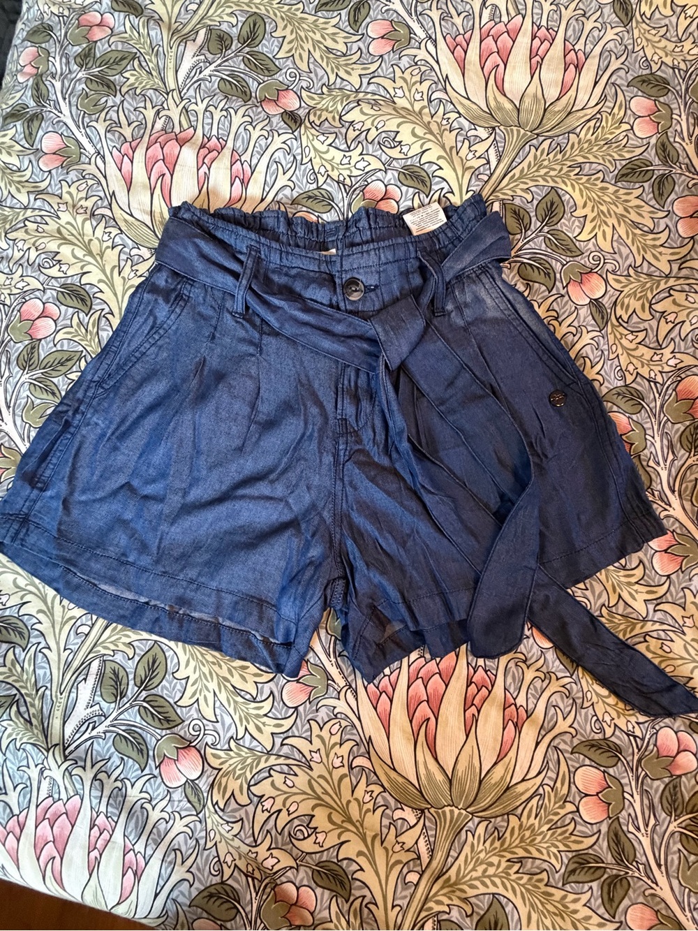 Pepe Jeans Dark Blue High-Waist Tie Belt Shorts